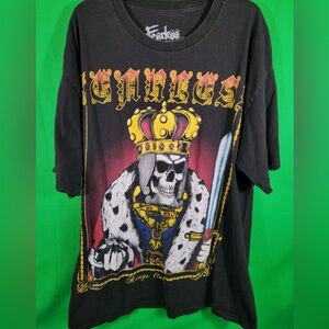 Fearless Skull Skeleton Kings Only T-Shirt Graphic Tee Men’s XL